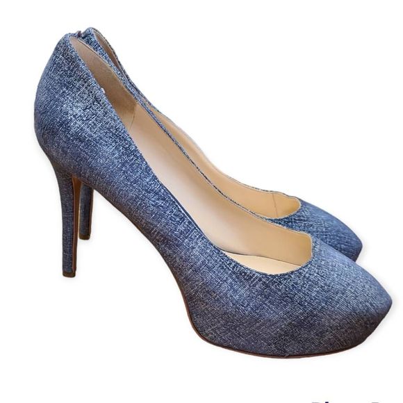 Nine West Shoes - Nine West Juliette Blue Leather Platform Heels size 9.5